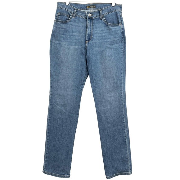 Lee Denim - Lee Women's Relaxed Fit Straight Leg Mid Rise Denim Jeans Size 10 Long